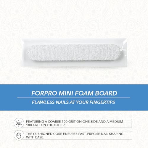 ForPro Mini Zebra Foam Nail Files, 100/180 Grit, 50-Count Disposable
