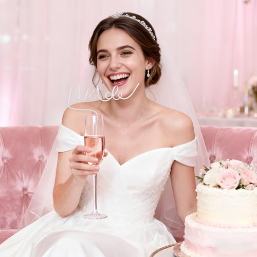 12PCS Bachelorette Party Straws Set - Bride & Pink Diamond Ring