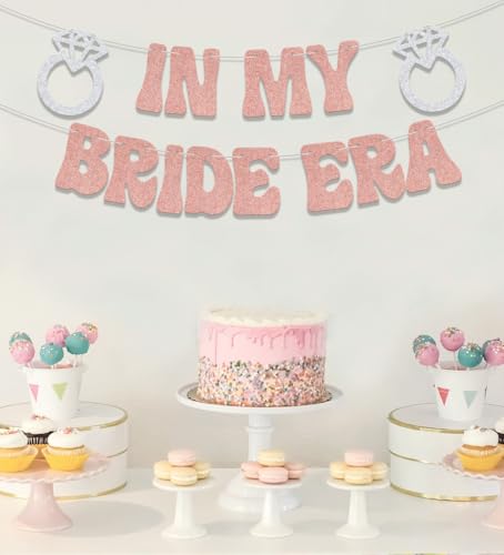 In My Bride Era Banner - Rose Gold Glitter Engagement Party Decor