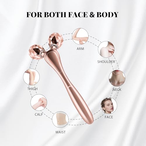 3D Face Roller Massager - Dual-Roller Glossy Rose Gold