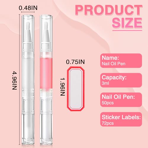 DupakSYS 25 Pack 3ml Empty Nail Oil Pen with Labels for Cuticle & Nail Growth