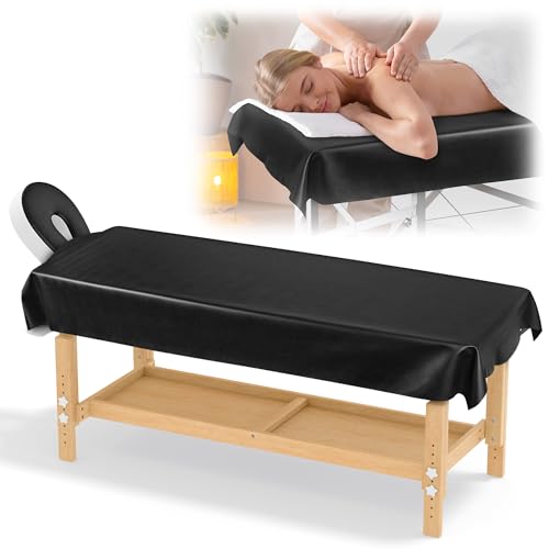 70 x 32 Inch Waterproof PU Leather Massage Table Cover - Black