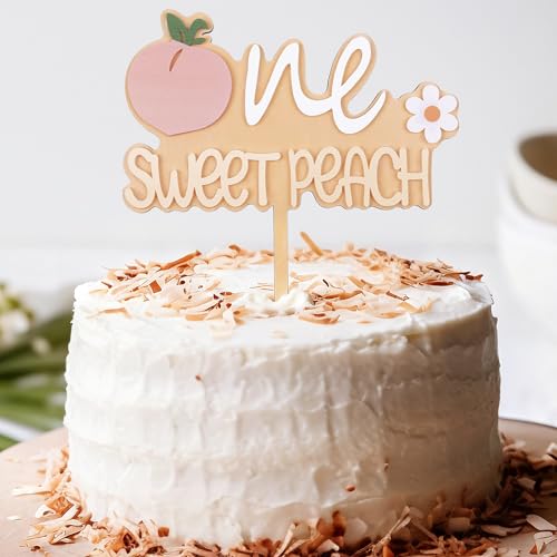 One Sweet Peach Cake Topper - Wooden & Acrylic for 1st Birthday