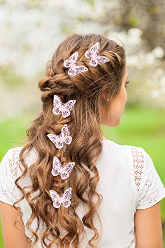 Butterfly Hair Clips - 6Pcs Lace Embroidery Wedding Accessories