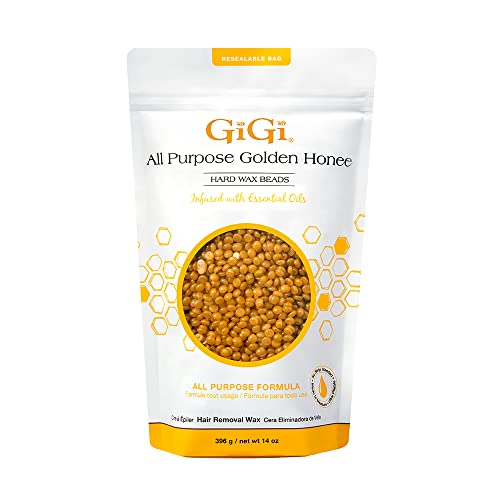 GiGi Golden Honee Hard Wax Beads, 14 oz – Stripless Hair Removal Wax for Face, Bikini & Body