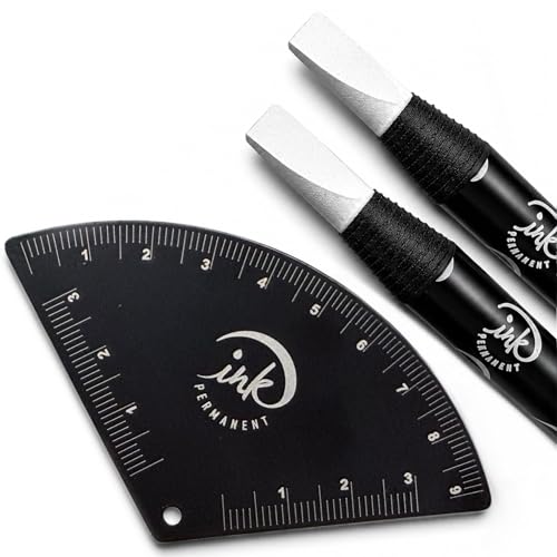Ink Permanent Brow Mapping Ruler Kit with 2 White Peel-Off Pencils