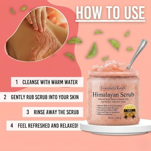 Essentially KateS Himalayan Salt Body Scrub with Almond Oil – 10 oz (Variation: Himalayan Salts)