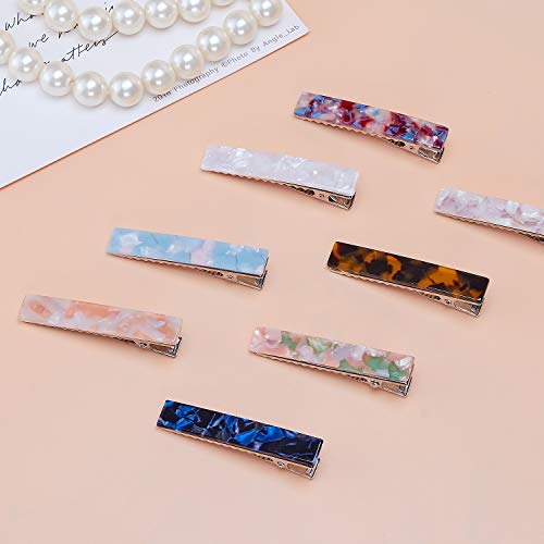 Acrylic Hair Barrettes 8pc Set Geometric Marble Duckbill Clips for Women Girls