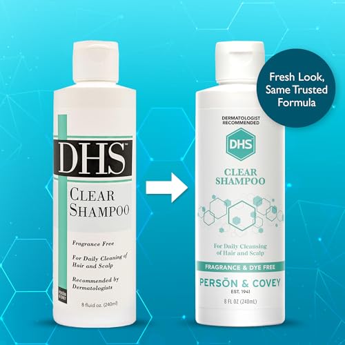 DHS Clear Shampoo 8oz - Unscented, Gentle Hair & Scalp Cleanser for Sensitive Skin