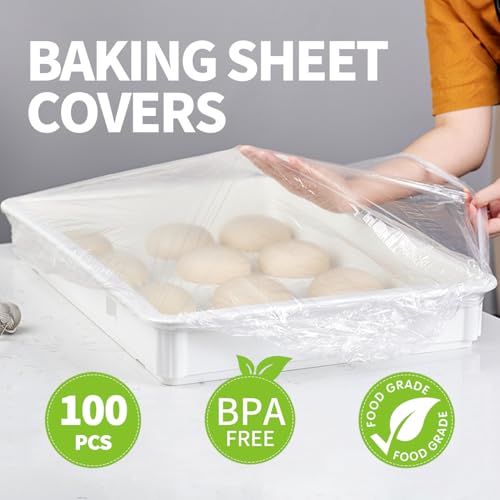 50 Pack Reusable Elastic Baking Sheet Covers - 13x18 Inch Food Storage