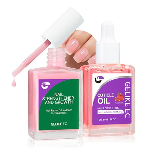 gelike ec Natural Nail Growth Oil Kit 0.5 Fl Oz Pack of 2 with Soft Pink & Pomegranate