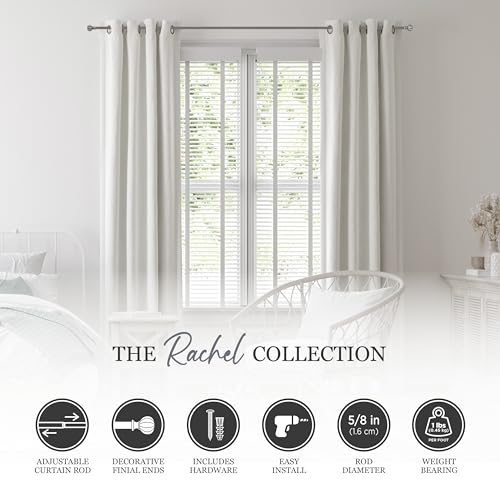 Kenney Rachel Decorative Curtain Rod, Adjustable 28-48 Inch, Italian Pewter