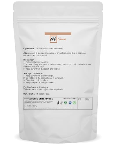 Natural Alum Powder for Skin & Water Purification - 5 lbs / 2.27 kg from mGanna
