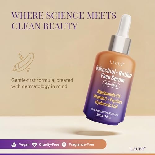 LAUER COSMETIC Bakuchiol Retinol Serum for Face 1 Fl Oz - Vegan, Fragrance-Free, Anti-Aging