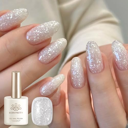 Born Pretty Fluttering Flakes Christmas Silver Glitter Gel Nail Polish - Snowflakes Sparkle
