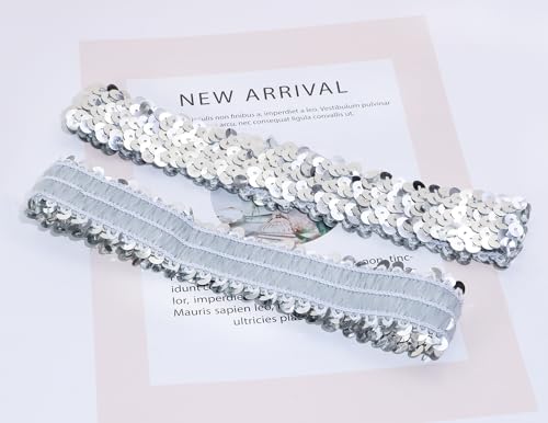 Vintage Sequin Headband for Women - 2 Pcs Elastic Hair Bands
