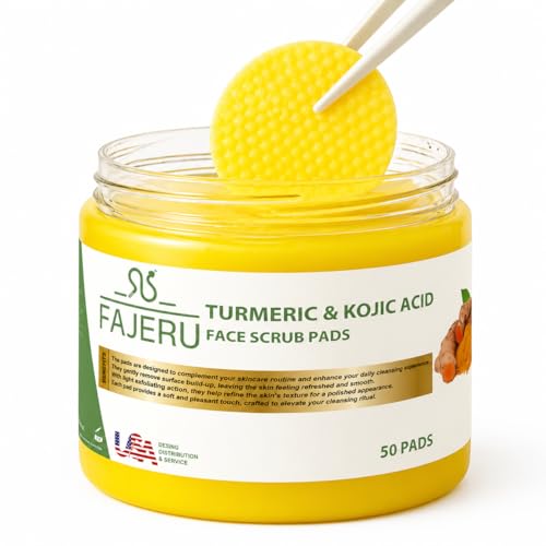 FAJERU Turmeric Kojic Acid Exfoliating Cleansing Pads – 50 Count