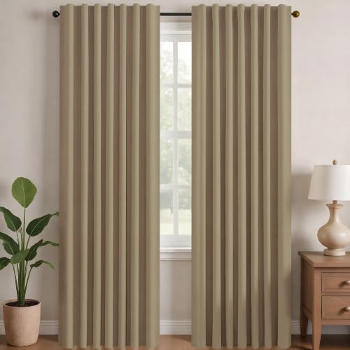 Deconovo Khaki Blackout Curtains - 45 Inch Thermal Insulated Drapes