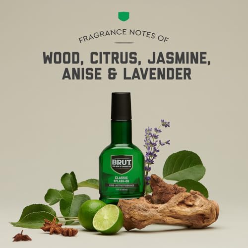 Brut Splash-On Original Cologne for Men - Long Lasting Fragrance