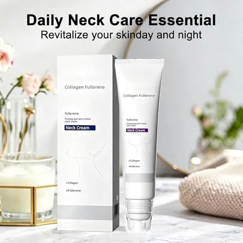 Tasunte Collagen Fullerene Firming Neck Cream with 5-Ball Massage Roller