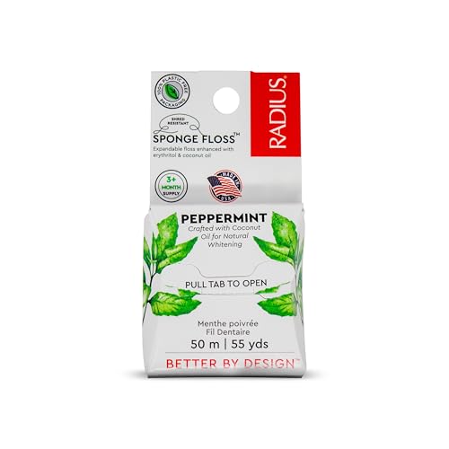 Vegan Peppermint Sponge Floss - 55yd Natural Dental Care