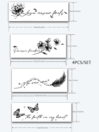 INKARTLINK Semi-Permanent Temporary Tattoo Set - Feather & Flower Design