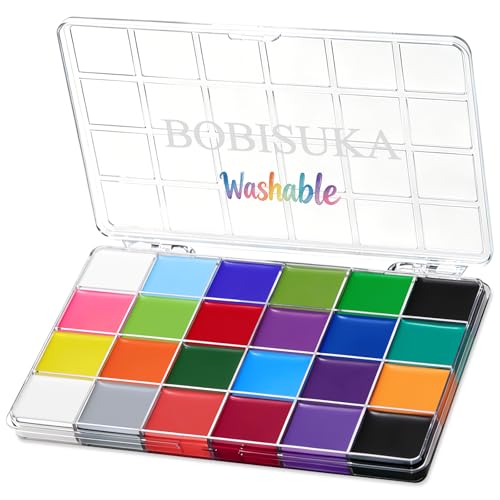 BOBISUKA 24-Color Water Activated Face and Body Paint Palette for SFX Makeup