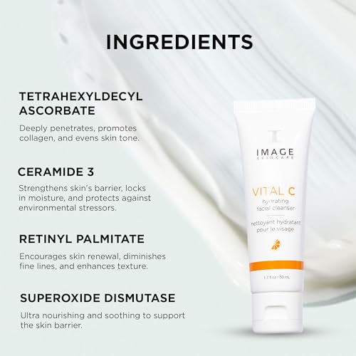 IMAGE Skincare VITAL C Hydrating Facial Cleanser 1.7oz - Gentle Vitamin C & A Face Wash