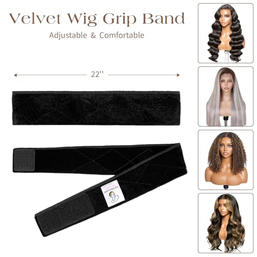 HappClan Black Velvet Wig Grip Band Non-Slip Hair Accessory for Women
