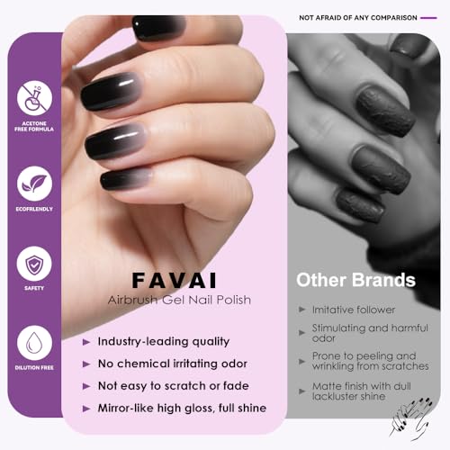 FAVAI 6-Pack White Airbrush Gel Nail Polish - HEMA Free French Ombre Set