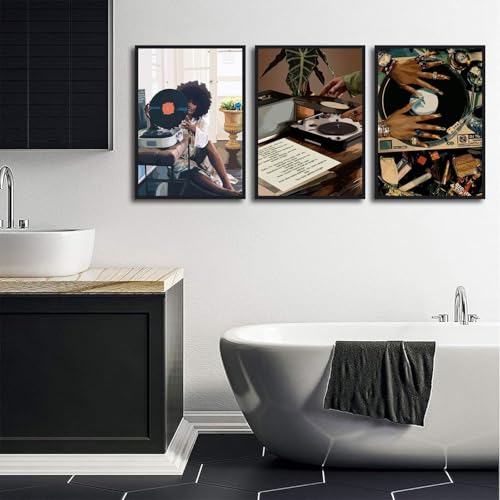 Funky Black Girl Poster - African American Canvas Wall Art 12x16in