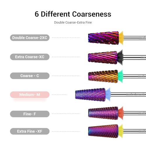 MelodySusie Medium 5-in-1 Nail Drill Bits - Purple Cross Cut