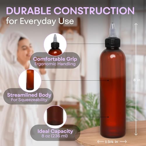 8oz Refillable Plastic Squeeze Bottles with Twist Top - BPA-Free, Multi-Purpose