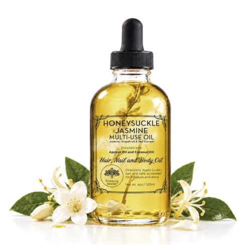 Beaute de Provence Honey Suckle Jasmine Multi-Use Face, Body & Hair Oil - Hydrates and Nourishes with Apricot & Coconut Oil - 4 Fl Oz