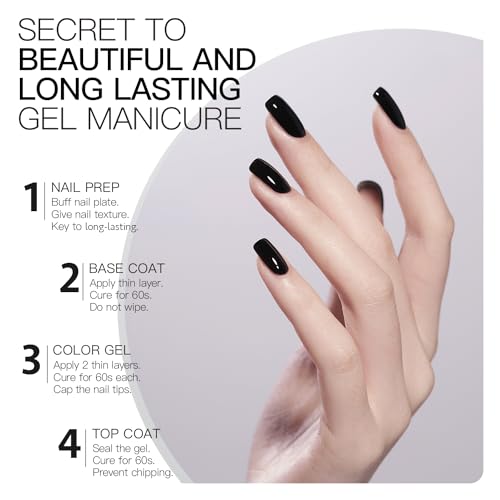 GAOY Black Gel Nail Polish - 16ml Long-Lasting UV Cure