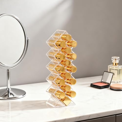 Fish-Shaped Lipstick Organizer - 16 Slot Clear Acrylic Makeup Holder