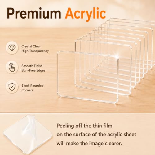 DIY Clear Acrylic Fridge Magnet Kit - 10 Pack Personalized Photo Frames