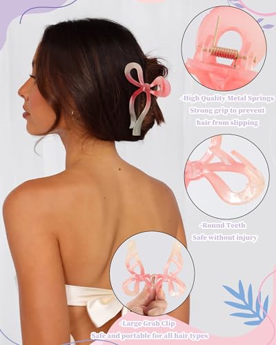 4 PCS Bow Hair Claw Clips Set - Purple, Rose Red, Orange, Light Brown