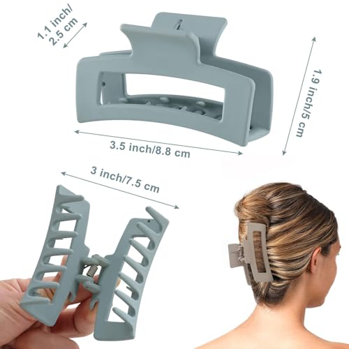 Auseibeely 6 Pack Square Claw Clips - Non-Slip Hair Accessories