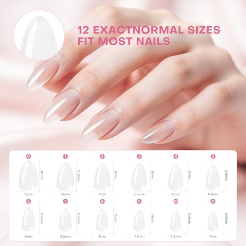 Short Almond Fake Nail Tips & Nail Stand Kit for Nail Art Practice