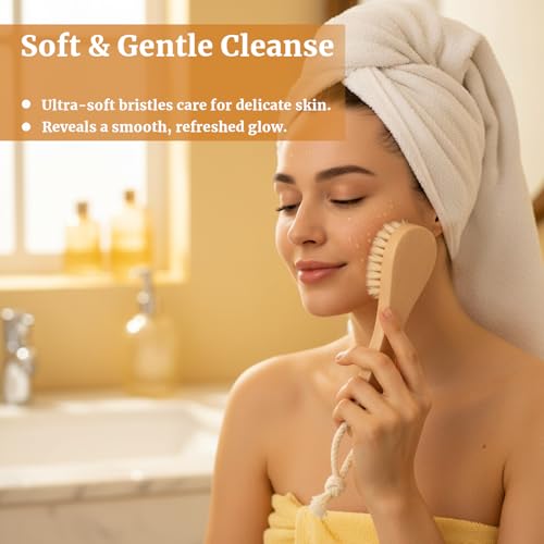 Natural Boar Bristle Dry Brush Set for Exfoliating Skin Care