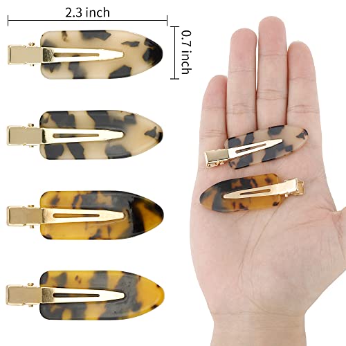 Canitor Leopard No Bend Hair Clips - Women's Resin Tortoise Shell Hairpins (4 Pack)