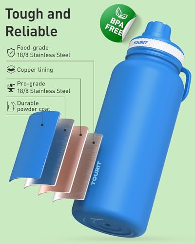 TOURIT 32 oz Insulated Water Bottle - Leakproof & BPA-Free, Pink