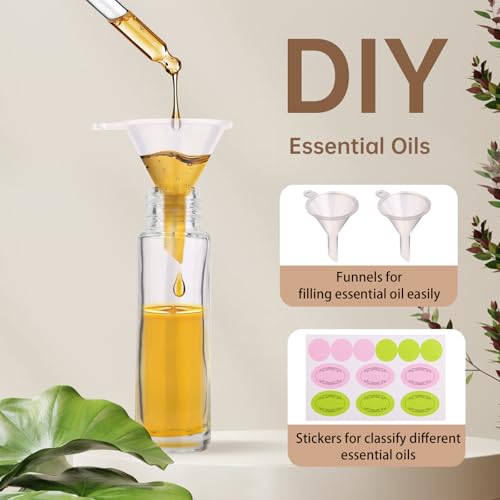 10ml Clear Glass Roller Bottles for Essential Oils - 4 Pack