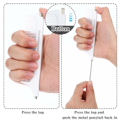 Mabor White Retractable Rat Tail Comb for Hair Styling & Braiding