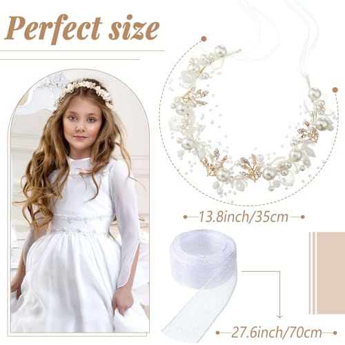 Retrowavy Flower Girl Pearl & Rhinestone Headband, 2-Piece Set