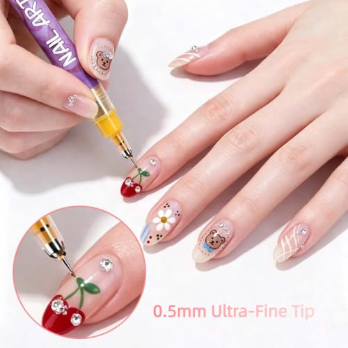 Kids Nail Art Pens Set - 12 Vibrant Colors, Fine Tip, Quick Dry & Waterproof