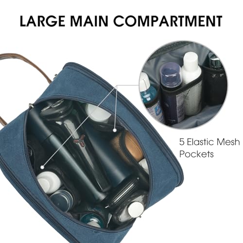 WANDF Blue Travel Toiletry Bag for Men - Canvas Dopp Kit