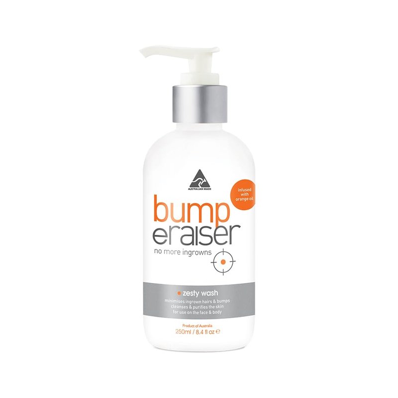 Bump eRaiser Zesty Wash 8.4 fl oz — Daily Cleansing Wash for Ingrown Hairs & Razor Bumps | With Orange Oil & Tea Tree| Gentle Exfoliating Body & Face Wash | Vegan, Made in Australia