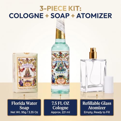 UNIVERSEBUNDLES Florida Water Spiritual Cleansing Gift Set with 2.5 Fl Oz Pack of 3, Includes Cologne, Bar Soap & Travel Spray